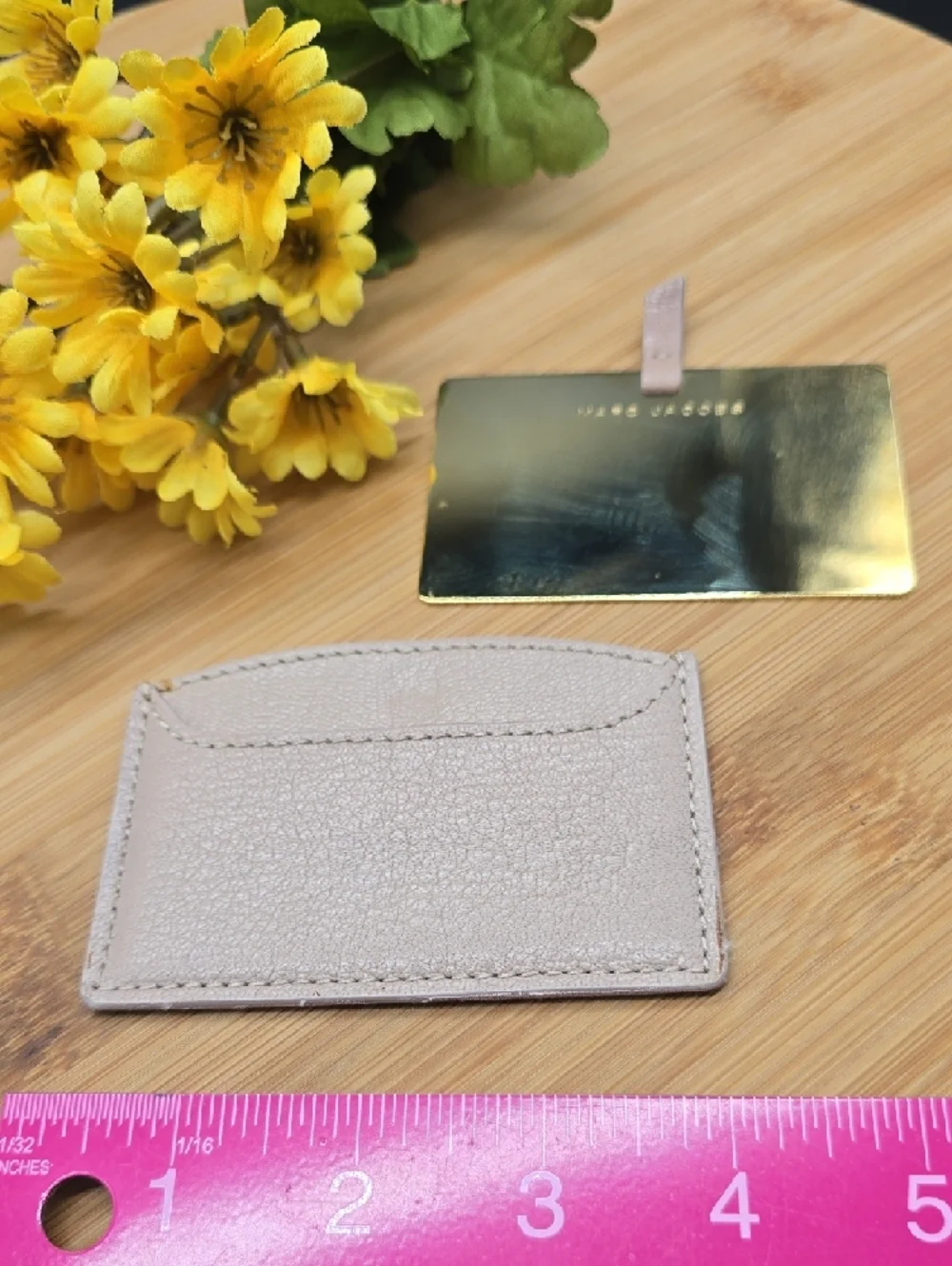 Marc Jacobs | Pale Mauve | Leather | Card Holder with Gold Accent | Dust Cover